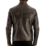 Men’s Distressed Brown Leather Café Racer Jacket