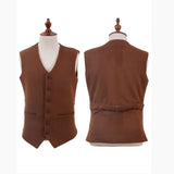 Men’s off white evening suit with brown waistcoat