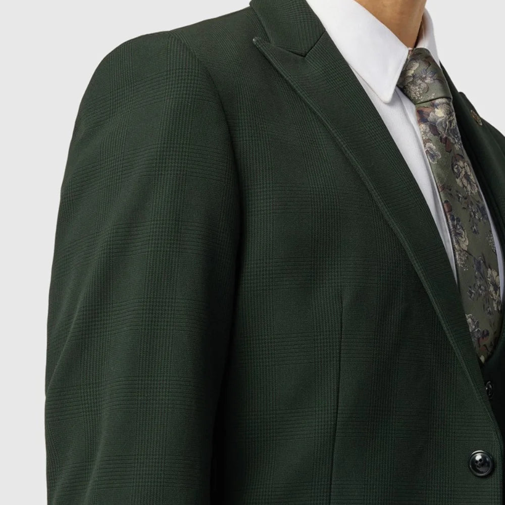 Men’s Three Piece Slim Fit Olive Green Suit