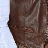 Vintage Mens Brown Leather Vest