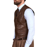 Vintage Mens Brown Leather Vest