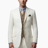 Off white Gatsby suit for men with mocha brown vest