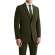 Men’s olive green three-piece suit front view