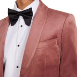 Men’s rose pink shawl lapel tuxedo jacket with single-button closure