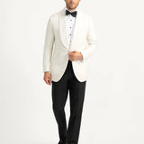 Mens Shawl Lapel Cream Linen Blend Dinner Jacket