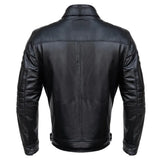 Mens Slim Fit Double Pockets Real Black Leather Biker Jacket