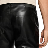 Straight fit leather pants with side pockets
