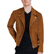 Men's Brown Moto Suede Leather Jacket