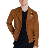 Men's Brown Moto Suede Leather Jacket