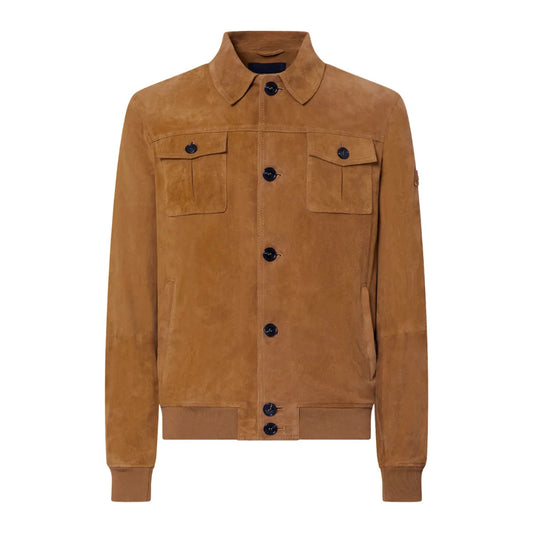 Men's Tan Suede Trucker Jacket