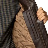 Pointed collar on men’s tall brown A2 jacket