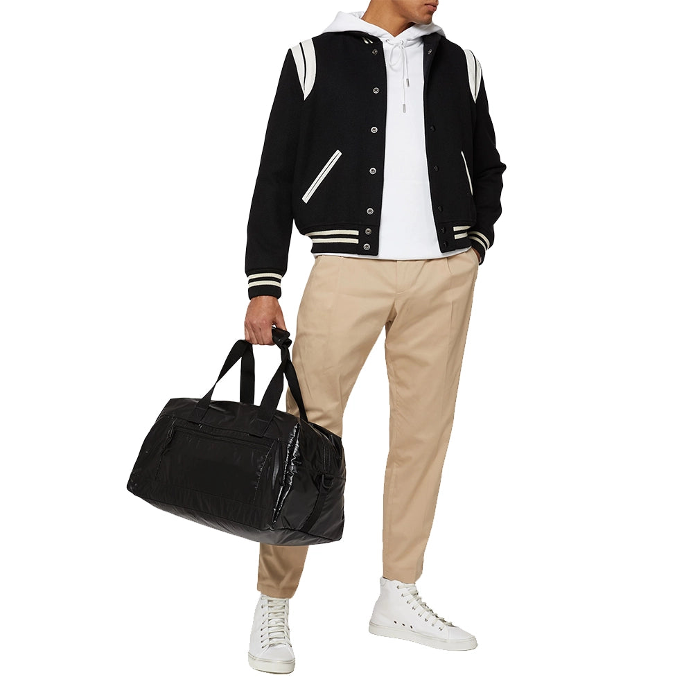 Mens White And Black Varsity Bomber Jacket