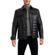 Men's Trucker Quilted Black Vegan Leather Jacket