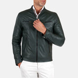 mens-vintage-green-snap-tap-leather-cafe-racer-jacket