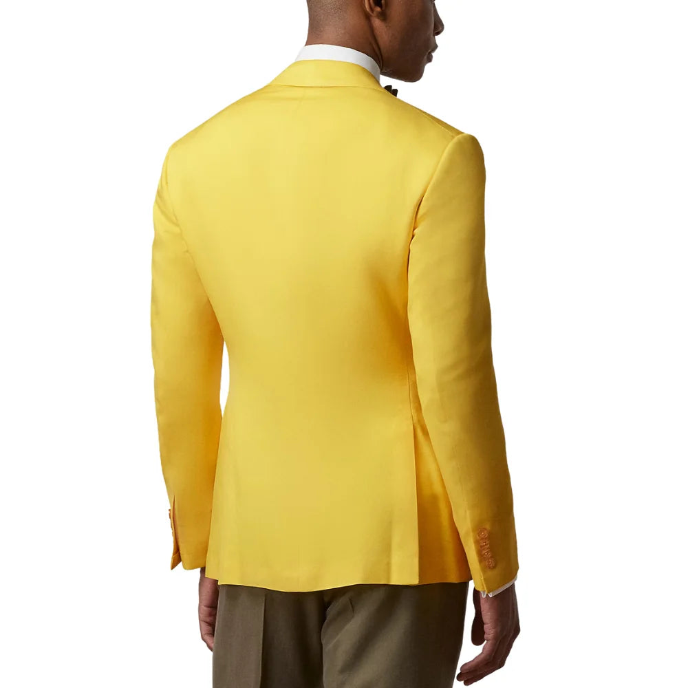 Double Breasted Two Piece Yellow Suit Mens Notch Lapel