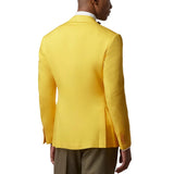Double Breasted Two Piece Yellow Suit Mens Notch Lapel