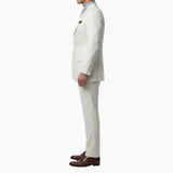 Men’s off white suit jacket with flap waist pockets