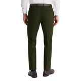 Olive green formal trousers with a straight-fit design and premium suiting fabric for men's formal wear
