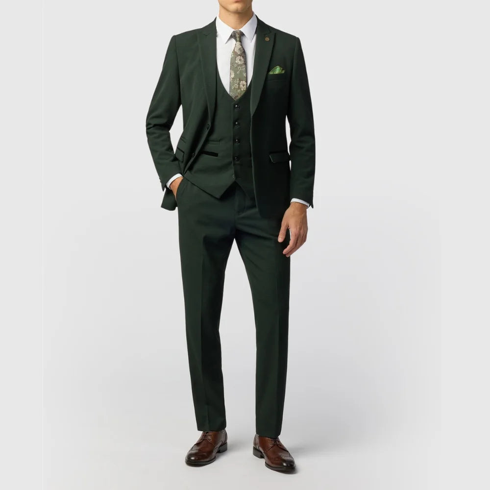 Men’s Three Piece Slim Fit Olive Green Suit
