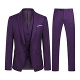 Slim fit Purple Men’s Three Piece Suit with Notch Lapel