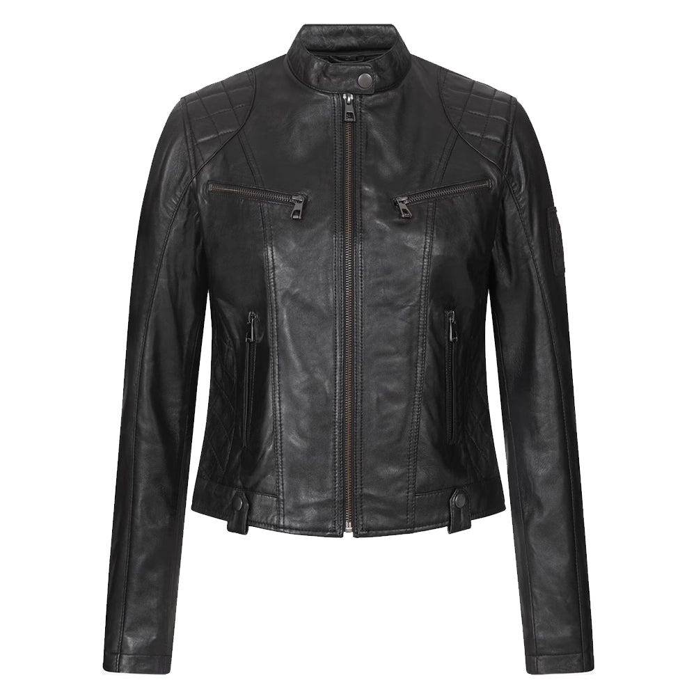 Olivia Slim Fit Womens Black Leather Moto Jacket
