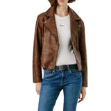 Women’s Brown Quilted Leather Moto Jacket