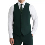 Royal green double-breasted waistcoat with V-neck design and jetted pockets from the three-piece suit.