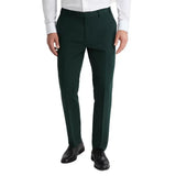 Royal green formal trousers with a flat front design crafted from premium suiting fabric.