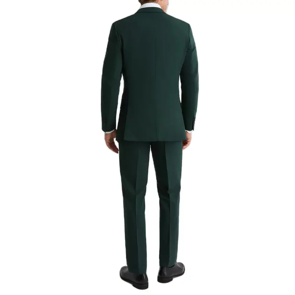 Back view of a premium royal green men's suit designed with a structured tailored fit.