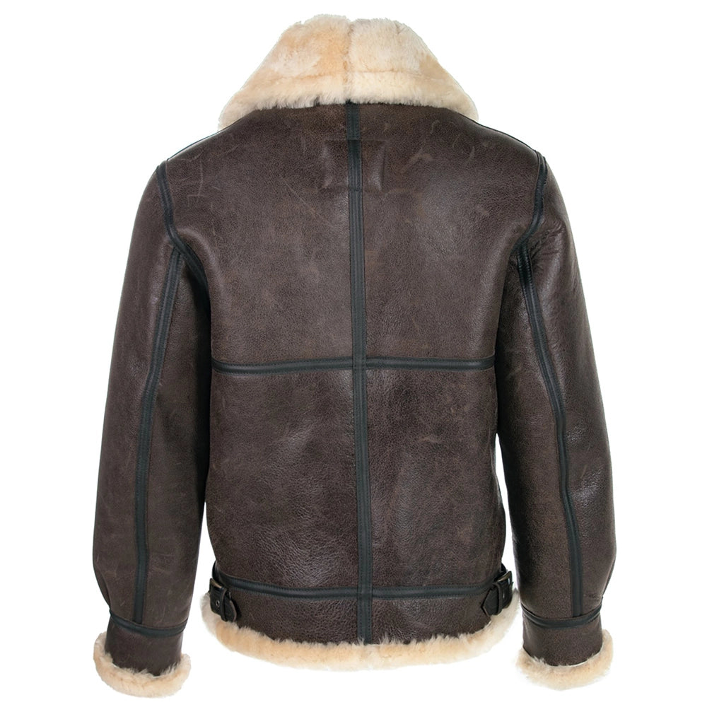Leon Mens Leather Brown Shearling Jacket