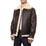Leon Mens Leather Brown Shearling Jacket
