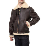 Leon Mens Leather Brown Shearling Jacket