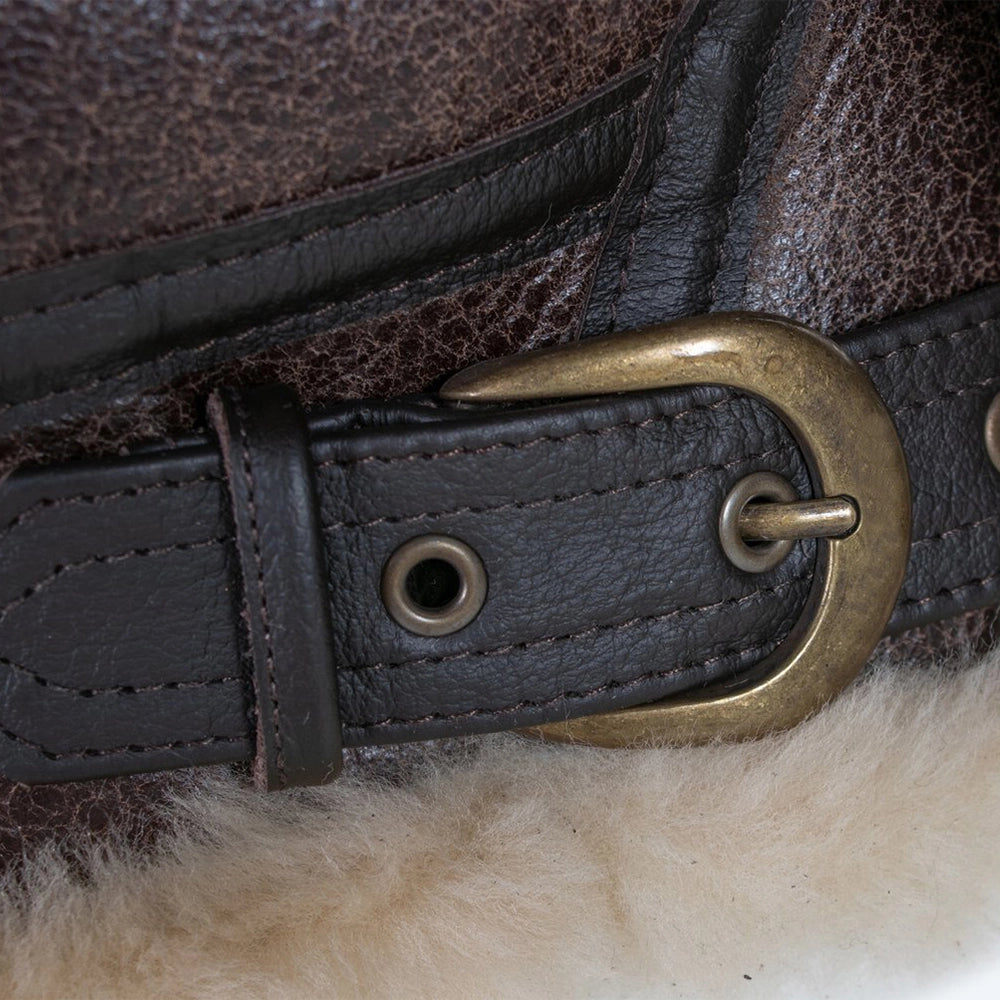 Leon Mens Leather Brown Shearling Jacket