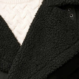 Double Breasted Sherpa Winter Coat Men Black
