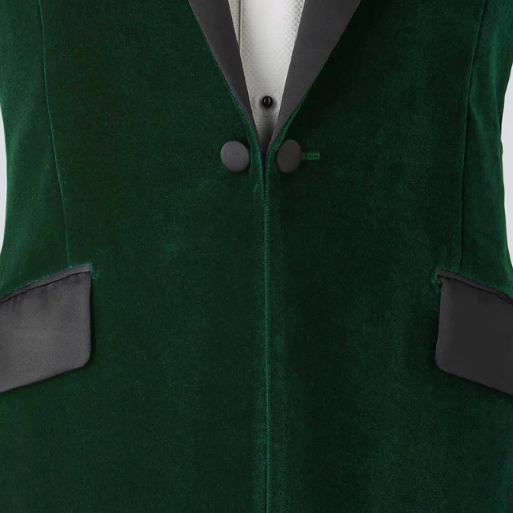 Men’s Green Velvet Single-Breasted Tuxedo Jacket — Peak Lapel