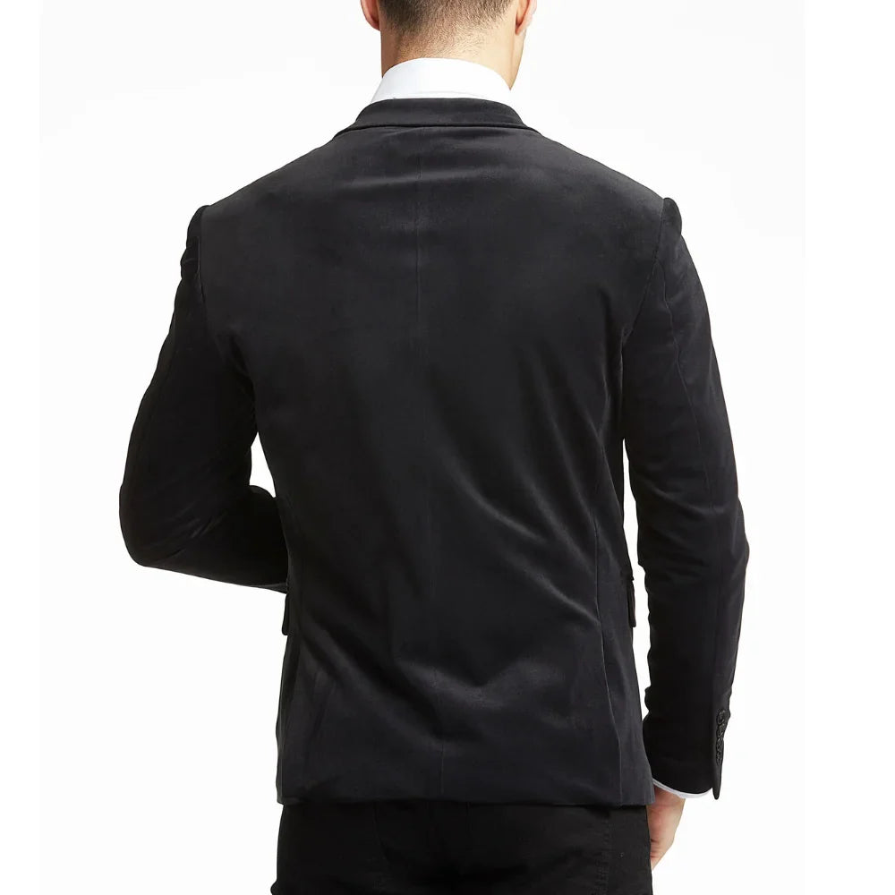 Men's Modern Fit Suede Sport Coat Blazer Black Trendy Jacket Men's Modern Fit Suede Sport Coat Blazer Black Trendy Jacket