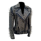 Spikes Studded Black Ladies Brando Leather Jacket