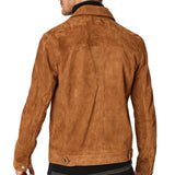 Logan Light Brown Trucker Suede Jacket