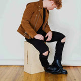 Men's Brown Moto Suede Leather Jacket