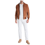 Men's Reversible Suede Jacket with Hood