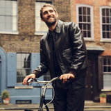 men’s tall brown leather A2 jacket