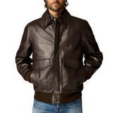 Vintage brown leather flight jacket for tall men