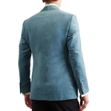 Teal blue velvet formal jacket with shawl lapel