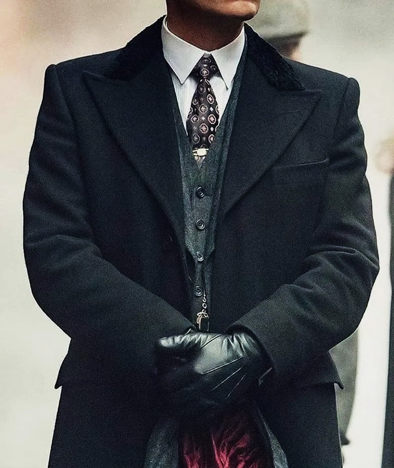 Thomas Shelby Long Wool Men's Black Overcoat
