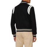 Mens White And Black Varsity Bomber Jacket