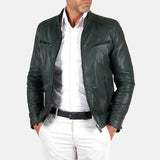 vintage-green-snap-tap-leather-cafe-racer-jacket