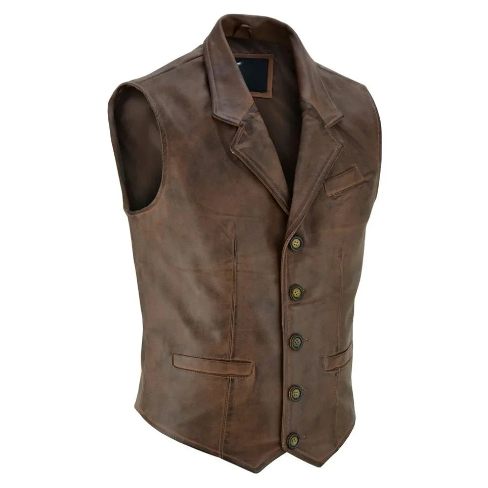 Men's Vintage Brown Leather Vest