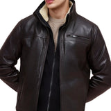Men’s Brown Lamb Leather Jacket with Removable Quilted Vest