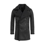 Double Breasted Sherpa Winter Coat Men Black