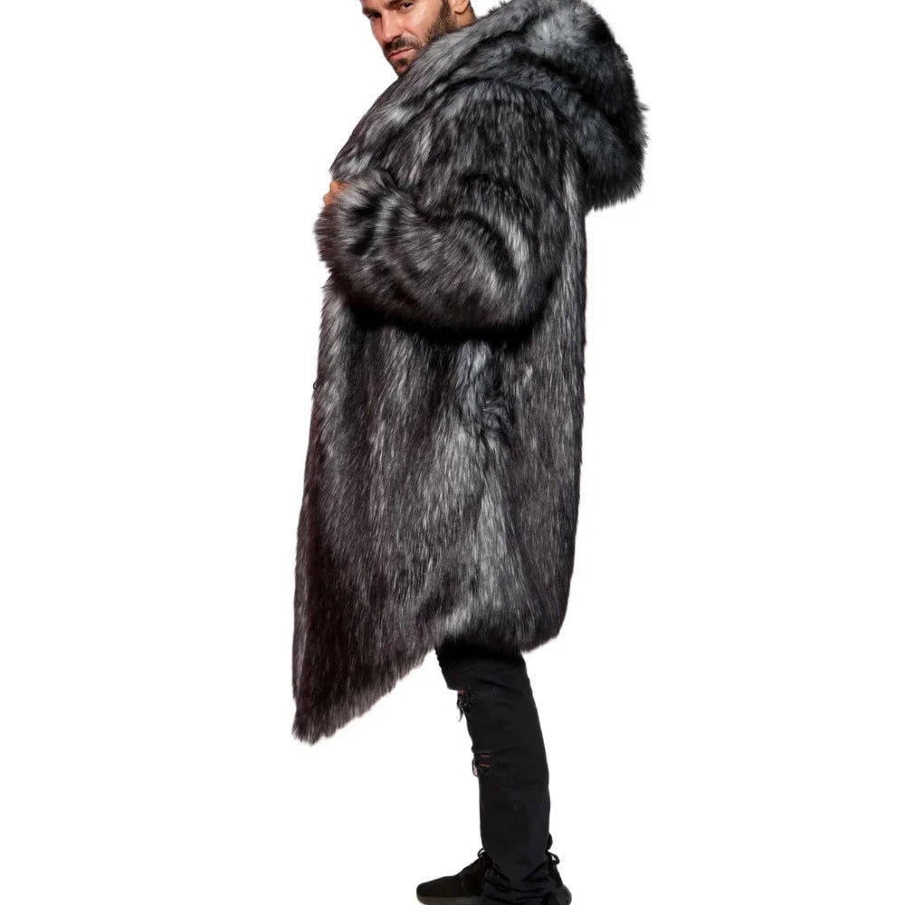 Arthur Men's Fur Chinchilla Hooded Long Coat in Tissavel French Fur